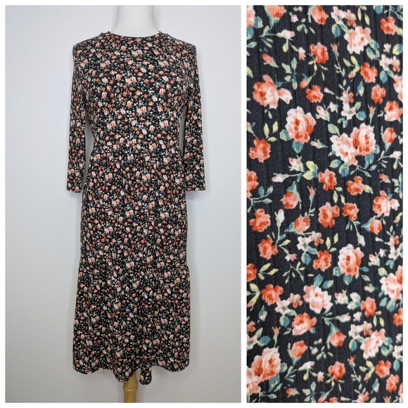 🍁NLT Long Sleeve Tiered Hem Floral Print Dress Size Small - Picture 1 of 11